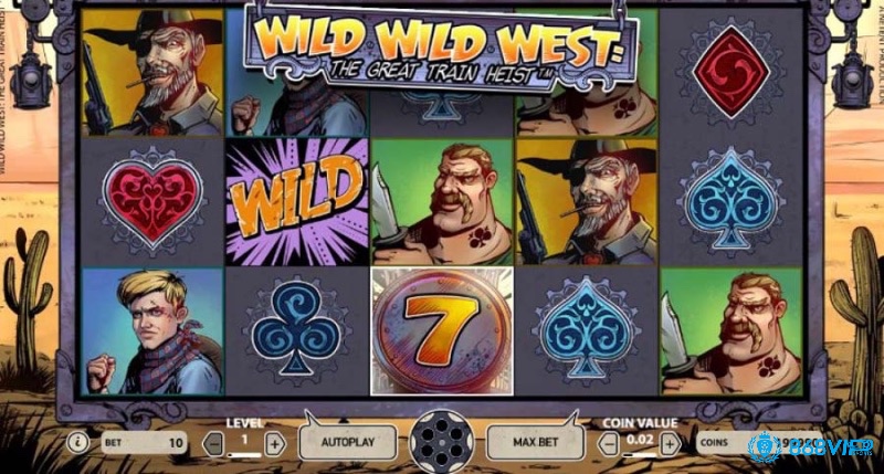 Giao diện chính của Game Slot Wild Wild West slot với các biểu tượng miền Tây hoang dã độc đáo